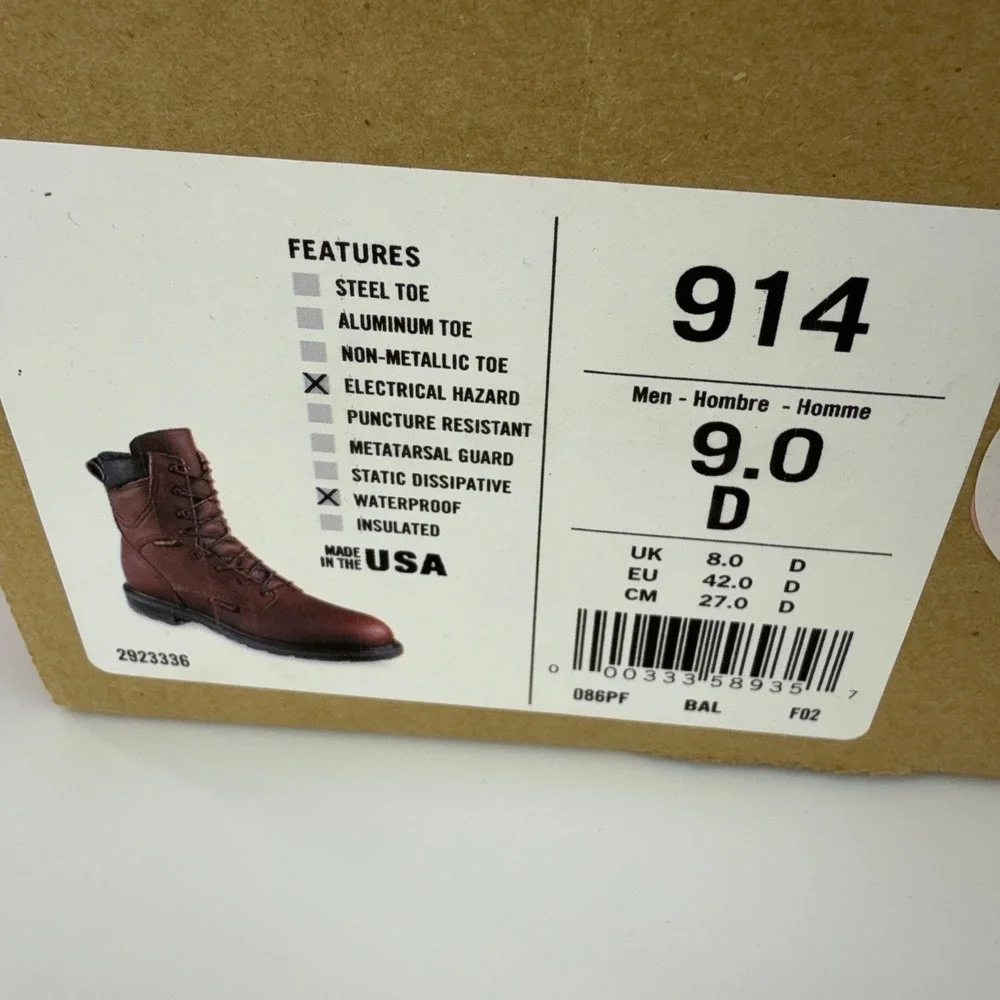 Red Wing SuperSole 8-Inch Waterproof Gore-Tex Boots Leather Mens 9D 914 NOS